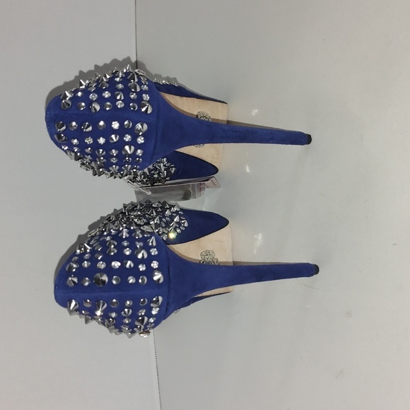 Blue ZigiNY Black Label Brink Studded Platform Pumps Stiletto Size 7 - Picture 5 of 16